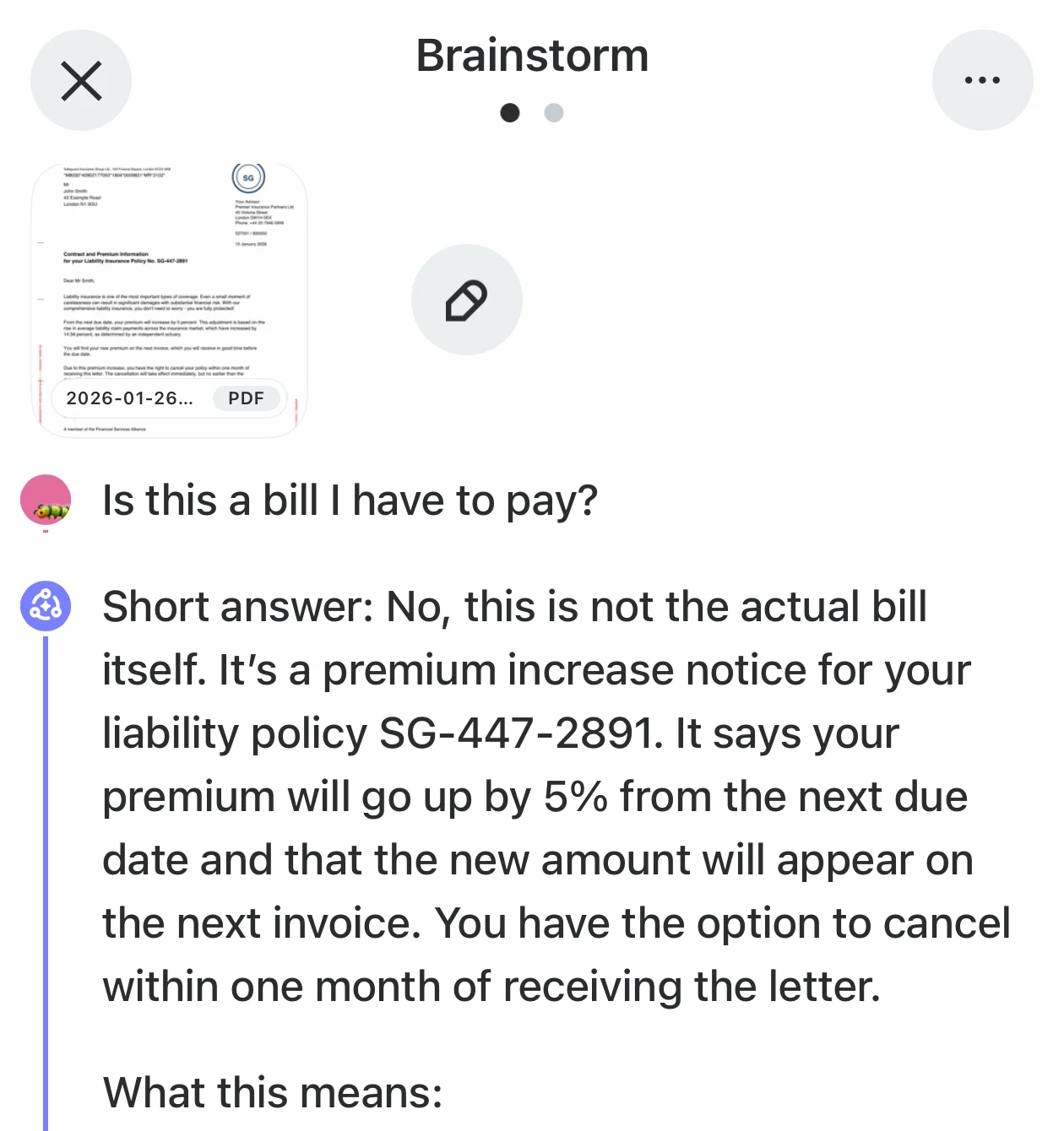 AI analyzing a scanned document to determine if it is a bill